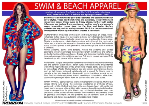 FASHION Trends New York London Milan Paris SS 2015 Swim & Beach